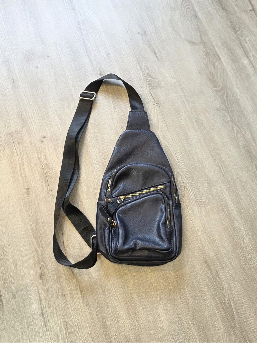 Aiden Navy Blue Leather Healthy Back Bag Shoulder Sling Bag Crossbody Unisex